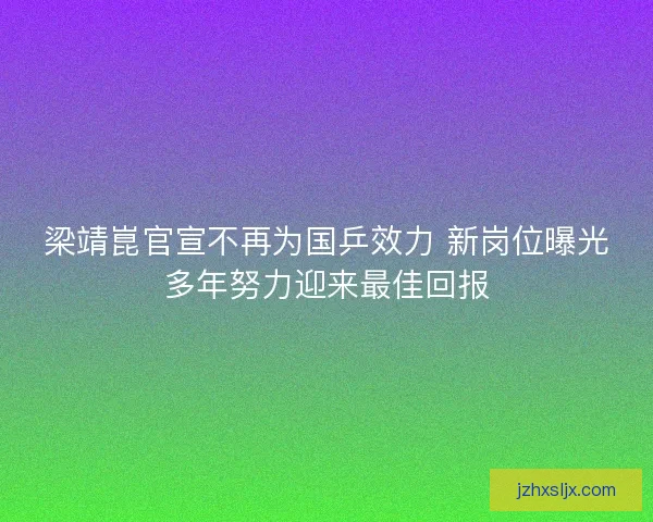 梁靖崑官宣不再为国乒效力 新岗位曝光多年努力迎来最佳回报