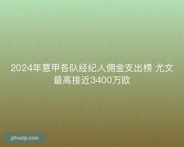 2024年意甲各队经纪人佣金支出榜 尤文最高接近3400万欧