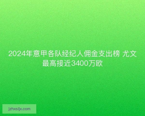 2024年意甲各队经纪人佣金支出榜 尤文最高接近3400万欧